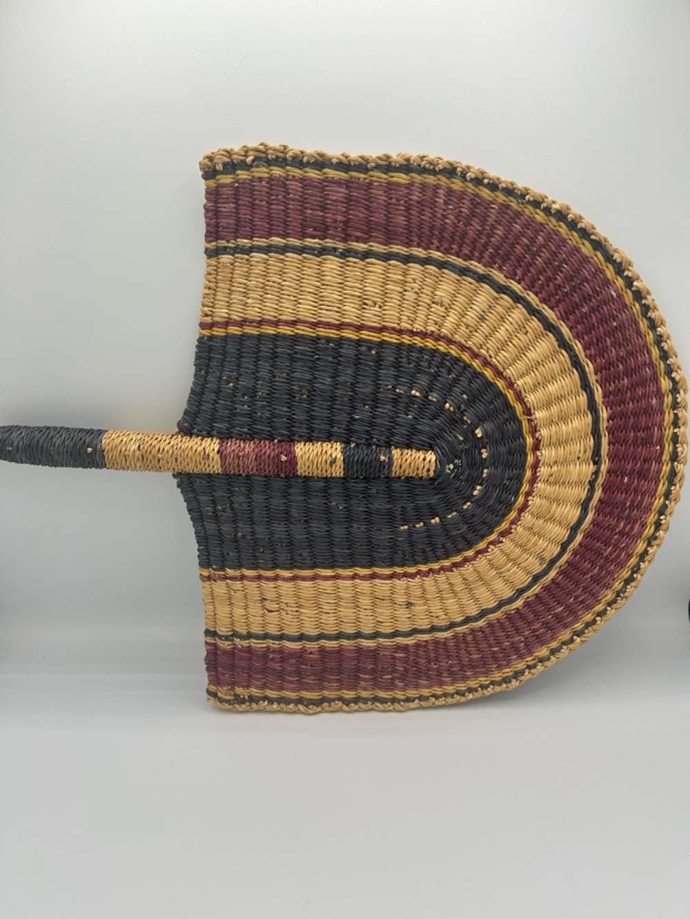 Set of 2 Handwoven Fan in Black, Mustard & Burgundy - Picture 4 of 8